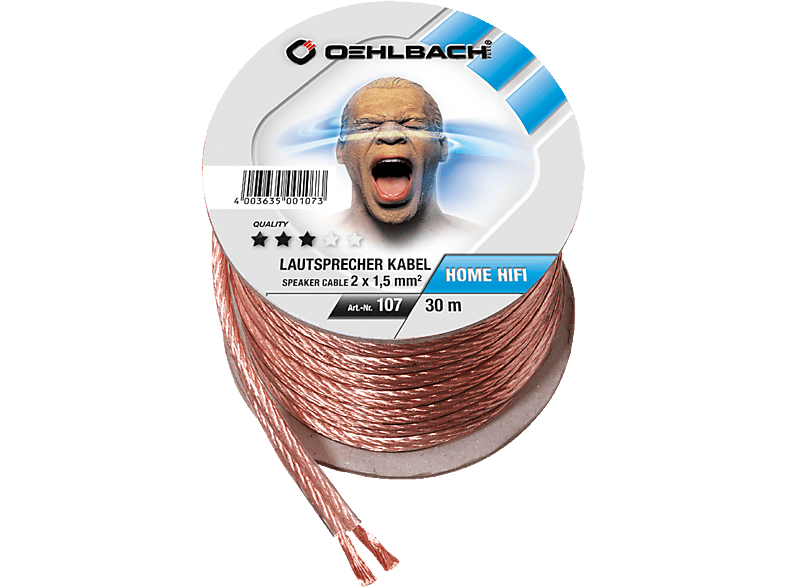 OEHLBACH Speaker Wire SP-15 3000 Lautsprecherkabel 2 x 1,5 qmm, Mini Spule, Lautsprecherkabel, 30 m von OEHLBACH