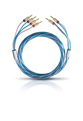 Oehlbach Bi Tech 4B 300 - Lautsprecherkabel-Set Bi-Wiring versilbert 2x2,5/2x4,0 mm² mit Banana-Verbinder - 2 x 3 m - blau/Kupfer von OEHLBACH