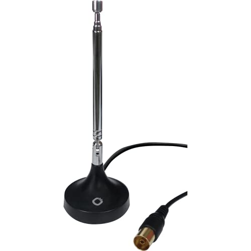 Oehlbach Radio Rod DAB+ Antenne | Radio Antenne für den Empfang von DAB+ und FM/UKW | Einfahrbare DAB Antenne mit Magnetfuß | Zimmerantenne inkl. Adapter auf F-Stecker | Schwarz von OEHLBACH