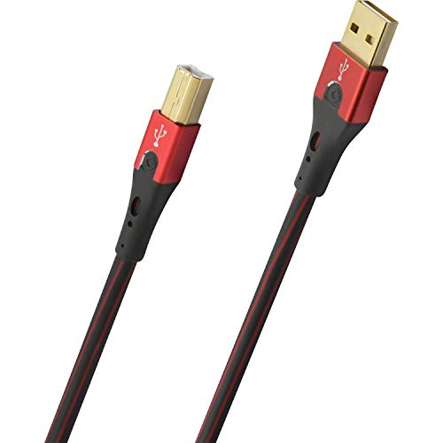 Oehlbach USB-Evolution B - hochwertiges USB-Kabel Typ 2.0 USB-A auf USB-B (für Audio-Streaming, DAC und Drucker) schwarz/rot - 1m von OEHLBACH