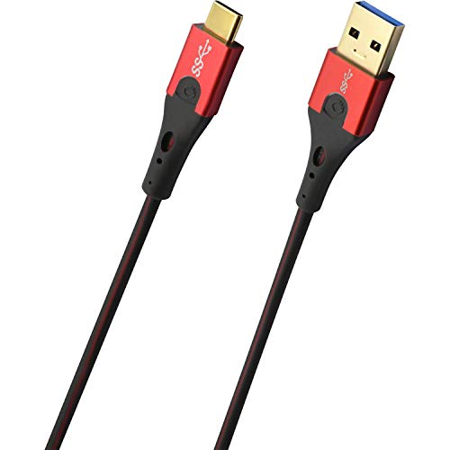 Oehlbach USB-Evolution C3 - hochwertiges 3.0 USB-A auf 3.1 USB-C Lade-und Datenkabel - schwarz/rot - 1m von OEHLBACH