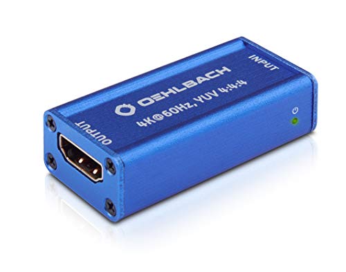 Oehlbach UltraHD Repeater (HDMI Signalverstärker für UltraHD Signale, HDR, Dolby Vision, 4K mit 60Hz, HDCP 2.2) - Kobaltblau von OEHLBACH