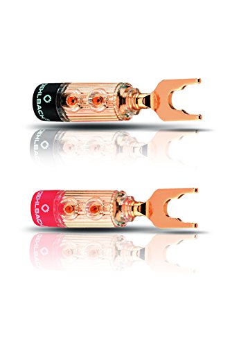 Oehlbach XXL Fusion Lug - High-End Kabelschuh-Verbinder für Kabel bis 6mm² - Vollmetallstecker, rot/schwarz Kennzeichnung - 4 Stück -Gold von OEHLBACH