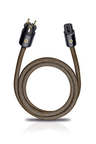 Oehlbach XXL Powercord - High End Stromkabel - HPOCC Netzkabel mit 4mm² Innenleiterquerschnitt & 2-Fach Schirmung, VDE geprüft - Steckertyp C15 (Schuko) auf CEE7/7-1,5m sepiabraun von OEHLBACH