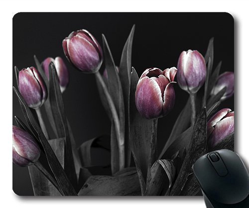 (Precision Lock Edge Mouse Pad) Tulips Flowers Pink Black and White Nature Spring Gaming Mouse Pad Mouse Mat for Mac or Computer von OEM