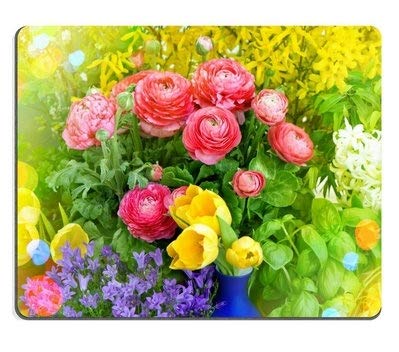 (genaue overlock - Mousepad) Maßgeschneiderte - Mousepad Gaming Mouse Pad 39171376 im Frühjahr blühenden forsythie Tulpen Bambus Retro - Stil Ton Licht blendet von OEM