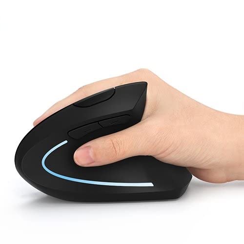 Ergonomic Vertical USB Wireless Vertical Mouse, 2.4G Endurance Mouse High Precision Optical Mouse for PC/Laptop/Mac, Palm Rest Thumb Buttons Adjustable DPI 5 Buttons (Off Black) von OENLY