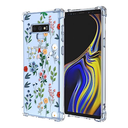 OEURVQO Schutzhülle für Galaxy Note 9, Samsung Note 9, transparent, üppiges Blumenmuster, weiches Silikon, TPU, stoßfest, Schutzhülle für Samsung Galaxy Note 9 (Lush Flora) von OEURVQO