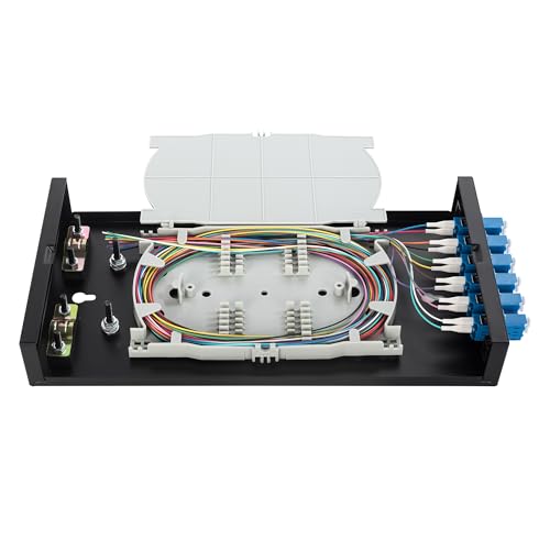 Glasfaser-Anschlussdose mit 6 Anschlüssen, LC-UPC-Duplex-Box-Kabel, Wandmontage, Glasfasergehäuse mit Spule (enthält ein 1 m langes 12-strängiges LC-Pigtail und 6-Port-Panel von OFCN