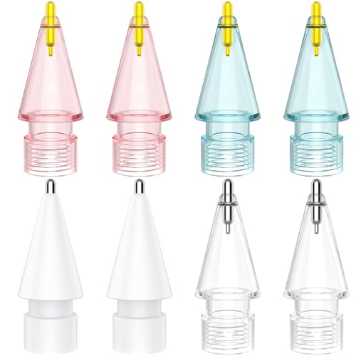 Apple Pencil Spitzen - 8er Stück Verbesserte Länger Metall-Feinspitze Hochempfindlicher Spitze Ersatzspitzen Eingabestift Kompatibel für Apple Pencil 2. / 1. Generation, Apple Pencil Pro/USB C von OFELUMTIZE