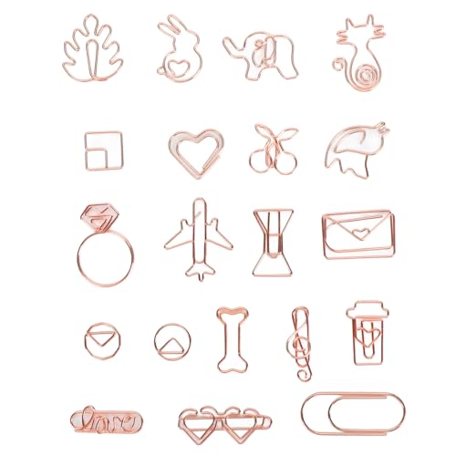 100pcs Shaped Paper Clips Cute Decorative Electroplating Metal Bookmark Paperclips for Office School Rose Gold von OFFAXE