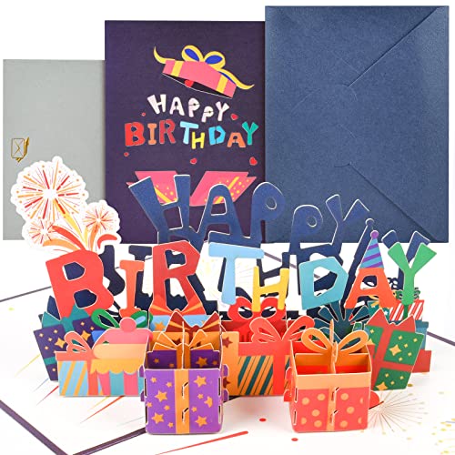 OFFCUP 3D Pop up Geburtstagskarte, Happy Birthday Karte, Geburtstagsgrusskarte mit Umschlag, Geburtstag karte fuer Kinder Frauen Mama Papa Frau Mann Geschaeft Kollegen Freunde von OFFCUP