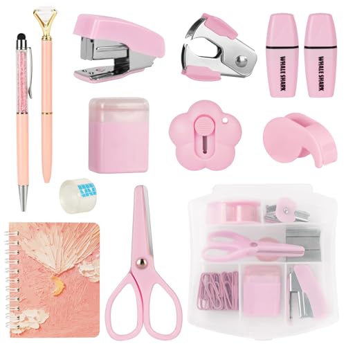 OFFCUP Büroartikel Set, Schreibtisch Set, Schreibtischzubehör mit Entklammerer, Heftklammern, Heftklammerentferner, Tesafilm Abroller Schere Anspitzer 2Textmarker Spiralblock 2Kugelschreiber -Rosa OFFCUP Büroartikel Set, Schreibtisch Set, Schreibtischzubehör mit Entklammerer, Heftklammern, Heftklammerentferner, Tesafilm Abroller Schere Anspitzer 2Textmarker Spiralblock 2Kugelschreiber -Rosa von OFFCUP
