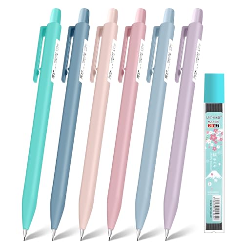OFFCUP Druckbleistift-Set, 6pcs Minenbleistift 0.7mm, mit 1 Tuben Bleistiftmine, Pastell-Druckbleistift-Set niedliche Mechanische Bleistifte Druckbleistift Set mit Radierspitze von OFFCUP