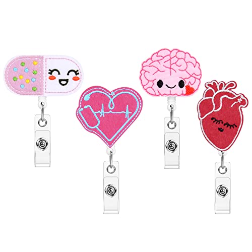 OFFCUP Krankenschwester Ausweishalter, 4 Stück Krankenschwester Badge Reel, Einziehbare Abzeichenhalter, Karikatur Ausweishalter, Ausweishalter mit Clip für Krankenschwester Ärzte Doktor Lehrer von OFFCUP