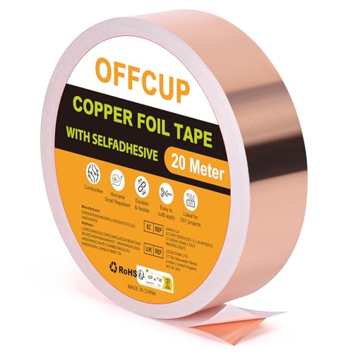 OFFCUP Kupferband Gegen Schnecken, 30mm × 20m Kupferfolienband Selbstklebend Abschirmband, Kupferfolie Klebeband Schneckenabwehr Kupfer Schneckenband Schneckenschutz, Copper Foil Tape für Gärten, DIY OFFCUP Kupferband Gegen Schnecken, 30mm × 20m Kupferfolienband Selbstklebend Abschirmband, Kupferfolie Klebeband Schneckenabwehr Kupfer Schneckenband Schneckenschutz, Copper Foil Tape für Gärten, DIY von OFFCUP