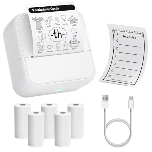 OFFCUP Mini Drucker Mini Fotodrucker mit 5 Papierrollen Tragbarer Mini Printer Thermodrucker Taschendrucker Smartphone Bluetooth Drucker für iOS und Android für Studiennotizen Fotos Etiketten, Weiß OFFCUP Mini Drucker Mini Fotodrucker mit 5 Papierrollen Tragbarer Mini Printer Thermodrucker Taschendrucker Smartphone Bluetooth Drucker für iOS und Android für Studiennotizen Fotos Etiketten, Weiß von OFFCUP