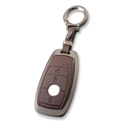OFFCURVE Schlüsselhülle Leder Zinklegierung, Autoschlüssel Hülle mit Schlüsselanhänger Passt für Mercedes Benz Class A B C E G S CLA CLE CLS GLA GLC GLE GLK von OFFCURVE
