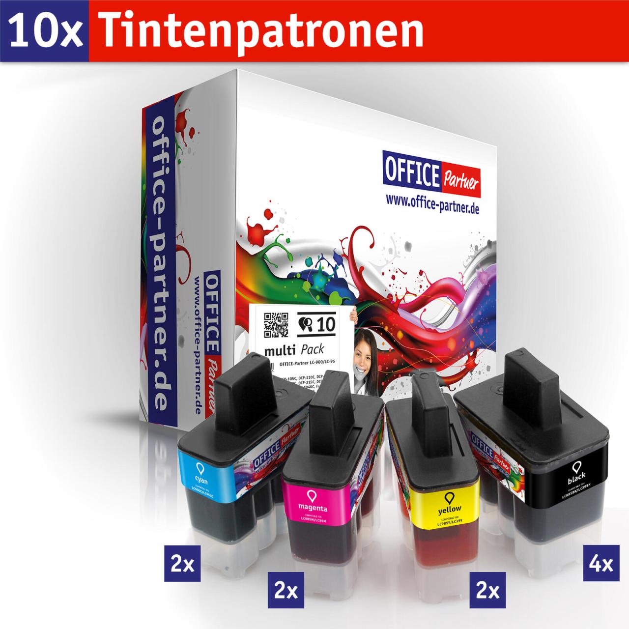 OFFICE-Partner Premium Tinte alternativ zu Brother LC900 / LC950 - 10er Multi... von OFFICE-Partner