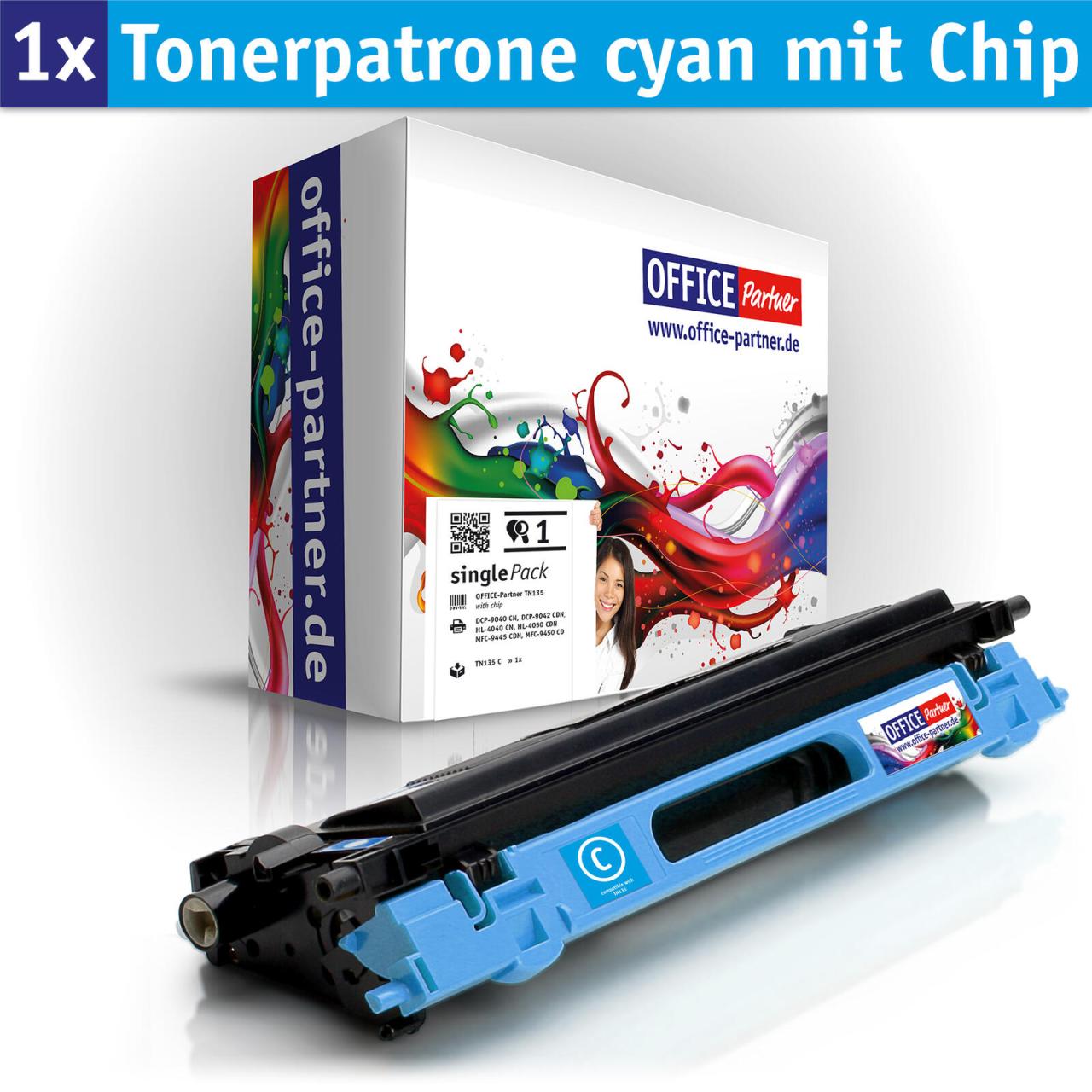 OFFICE-Partner Premium Toner alternativ zu Brother TN135 C - cyan von OFFICE-Partner