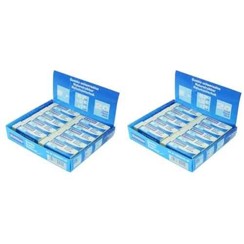 DONAU 7304001PL-09 Universal-Radiergummi/Radierer für Bleistift und Buntstift/ 20 Stück/für Bleistift und Buntstift/ 62 x 21 x 11 mm/aus Kautschuk/Farbe: Weiß (Packung mit 2) von OFFICER PRODUCTS