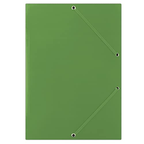 DONAU FEP06G Premium Eckspanner-Mappe A4 aus Starkem Karton/Pappe mit 2 Gummizügen| 50er Pack/ 50 Stück, Farbe: Grün | ideal für Büro und Schule| Grünen Punkt von OFFICER PRODUCTS
