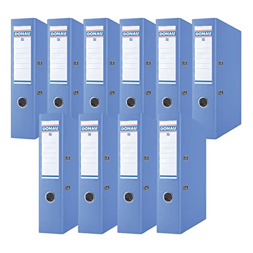 DONAU Premium Ordner Breit 10er Pack/DIN A4 / 7,5 cm / 10 Stück/Blau/Kunststoffbezug PP/Carton Papier Schlitzordner Büroordner Aktenordner Ringordner/Grünen Punkt von OFFICER PRODUCTS