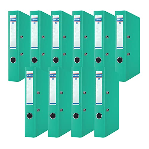 DONAU Premium Ordner Schmal 10er Pack/DIN A4 / 5 cm / 10 Stück/Türkis/Kunststoffbezug PP/Carton Papier Schlitzordner Büroordner Aktenordner Ringordner/Grünen Punkt von OFFICER PRODUCTS