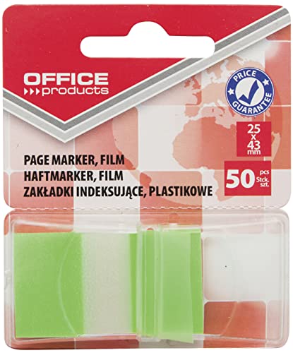 Indexhaftstreifen OFFICE PRODUCTS PP 25x43mm 1x50 Blatt Blister Grün / / Typ-Mit Spender/Art-In Einer Blisterverpackung/Form-Rechteck/Material-Pp/Farbe-Grün/Dicke [mm]-60µm von OFFICER PRODUCTS
