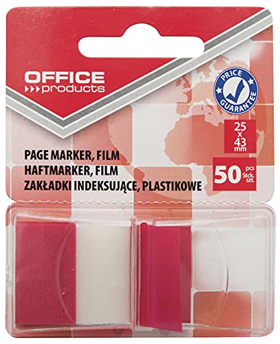 Indexhaftstreifen OFFICE PRODUCTS PP 25x43mm 1x50 Blatt Blister Rot / / Typ-Mit Spender/Art-In Einer Blisterverpackung/Form-Rechteck/Material-Pp/Farbe-Rot/Dicke [mm]-60µm von OFFICER PRODUCTS