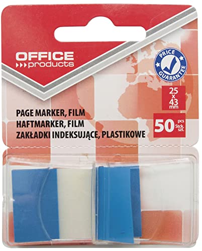 Indexhaftstreifen OFFICE PRODUCTS PP 25x43mm 1x50 Blatt Blister Verschiedene Farben / / Typ-Mit Spender/Art-In Einer Blisterverpackung/Form-Rechteck/Material-Pp/Farbe-Blau/Dicke [mm]-60µm von OFFICER PRODUCTS