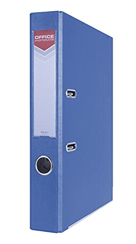 OFFICE PRODUCTS 21011121-01 Ordner A4/55 mm Blau Kunststoffbezug PP/Papier Schlitzordner, Büroordner, Aktenordner Metall Kantenschutz Metallgefasstes Griffloch Hebelmechanik Einsteckrückenschild von OFFICER PRODUCTS