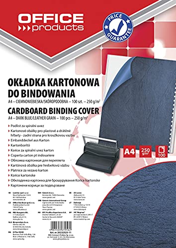 OFFICER PRODUCTS 20232525-11 Einbanddeckel Deckblätter zum Binden Karton/Hartkarton Lederstruktur / A4 250 g/qm/ 100 Stück Dunkelblau OFFICER PRODUCTS 20232525-11 Einbanddeckel Deckblätter zum Binden Karton/Hartkarton Lederstruktur / A4 250 g/qm/ 100 Stück Dunkelblau von OFFICER PRODUCTS