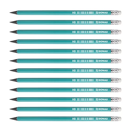 OFFICER PRODUCTS DONAU 7381001PL-99 Synthetischer Bleistift mit Radiergummi HB 12 Stück/Bleistifte/Farbe: Grün von OFFICER PRODUCTS