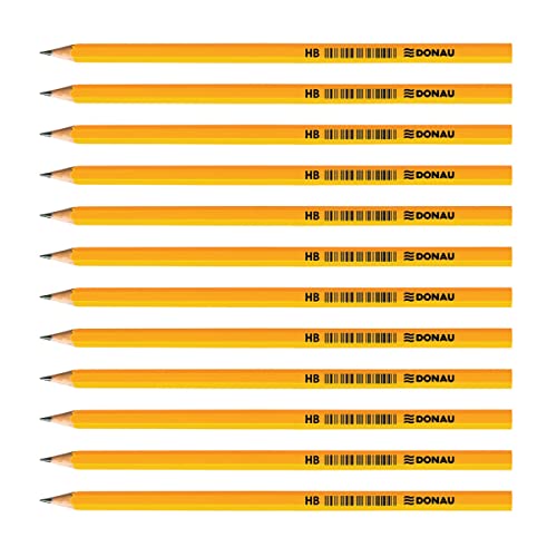 OFFICER PRODUCTS DONAU 7383001PL-99 Bleistift Holz/HB Bleistifte / 12 Stück / 12er Pack/Ungiftig/Farbe: Gelb von OFFICER PRODUCTS