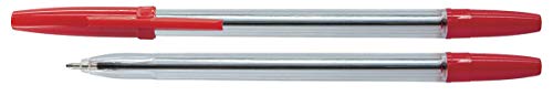 OFFICER PRODUCTS Kugelschreiber Basic/Farbe: Rot/ ‎50 Stück (1er Pack) / Strichstärke 1,0 mm/Gehäuse Transparent/Linienstärke 0,7mm/ Ideal für das Büro, das Home Office oder die Schule von OFFICER PRODUCTS