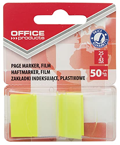 Office Products 14223121-06 Index Haftstreifen Standard Tabs Sticker Lesezeichen/Gelb/Mini-Haftmarker aus 60 µm PP-Folie/ 25x43 mm/ 1x50 Blatt/Textstreifen Beschreibbare Office Products 14223121-06 Index Haftstreifen Standard Tabs Sticker Lesezeichen/Gelb/Mini-Haftmarker aus 60 µm PP-Folie/ 25x43 mm/ 1x50 Blatt/Textstreifen Beschreibbare von OFFICER PRODUCTS