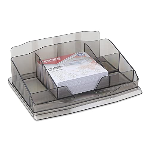 Schreibtischorganiser OFFICE PRODUCTS Mit Zettel Kunststoff Rauchig / / Typ-6 Fächer/Art-Auf Dem Schreibtisch Mit Notizzettel/Material-Polystyrol/Trennwände-6 / Farbe-Rauchig von OFFICER PRODUCTS