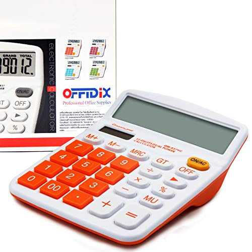 OFFIDIX Office Desktop Rechner, Dual Power Elektronischer Taschenrechner Portable 12 Digit Große LCD Display Taschenrechner Orange OFFIDIX Office Desktop Rechner, Dual Power Elektronischer Taschenrechner Portable 12 Digit Große LCD Display Taschenrechner Orange von OFFIDIX