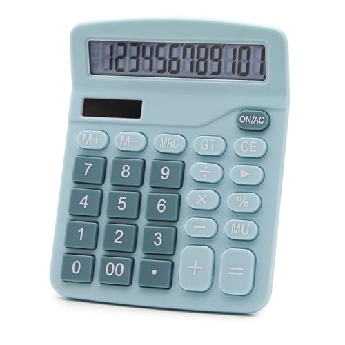 OFFIDIX Standardfunktion Tischrechner Dual Power Elektronischer Taschenrechner 12 Ziffern Großes LCD-Display Rechner (Blau) von OFFIDIX