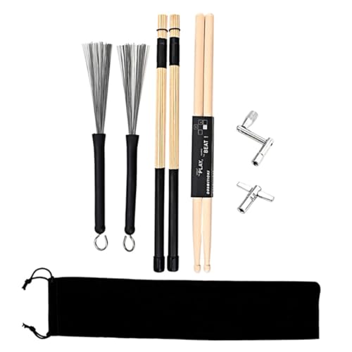 OFFIGAM 1 Satz Trommelschlüsselset Trommelstöcke Trommelbürsten Instrument Hickory Musik Drumstick Schlagzeugzubehör Zubehör für Musiktrommeln Trommelmittel Percussion-Drum-Tool Stoff von OFFIGAM