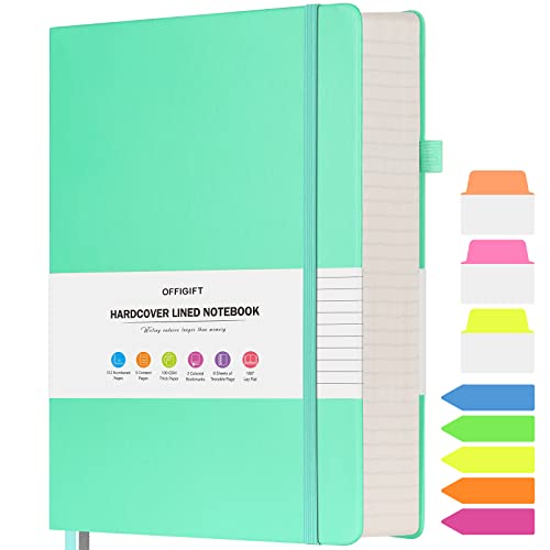 OFFIGIFT Notizbuch A5 liniert, Hardcover Tagebuch mit 312 Nummerierten Seiten, 100g/m² Tintenfestes Papier Dickes Notizbücher, Leder Tagebuch für Erwachsene Frauen Männer, 14,5 x 21,5 cm, Türkis OFFIGIFT Notizbuch A5 liniert, Hardcover Tagebuch mit 312 Nummerierten Seiten, 100g/m² Tintenfestes Papier Dickes Notizbücher, Leder Tagebuch für Erwachsene Frauen Männer, 14,5 x 21,5 cm, Türkis von OFFIGIFT