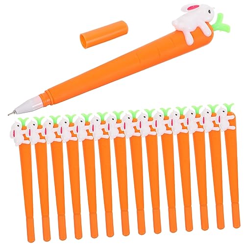 OFFSCH 15Stücke Kawaii Karottenform Gelstifte Lustige Schreibstifte mit Hasenmotiv für Schule Büro und Stifte für Kreative Notizen und Zeichnungen von OFFSCH