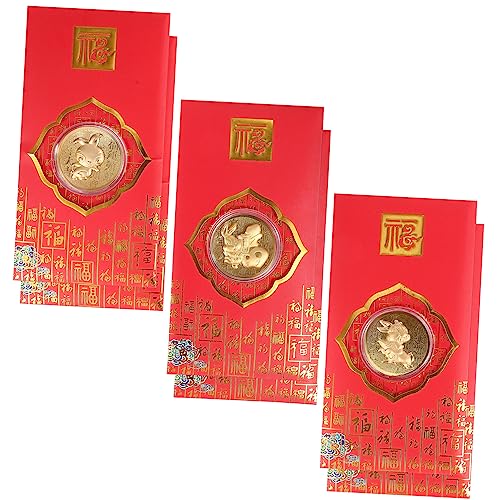 OFFSCH 6 Stück Kaninchenjahr Goldfolie Roter Umschlag Glücksgeldumschlag Goldene Umschläge Rotes Päckchen Geldumschläge Für Päckchen Mondjahr Dekorationen Imitation von OFFSCH