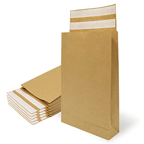 Briefumschläge aus Kraftpapier mit doppeltem Silikonstreifen für Versand und Verpackung, Papiertüten zum Versenden von Kleidung, Accessoires, Dekoration oder Geschenke (260 x 410 x 80 + 100 mm, 20 Umschläge) von OFITURIA