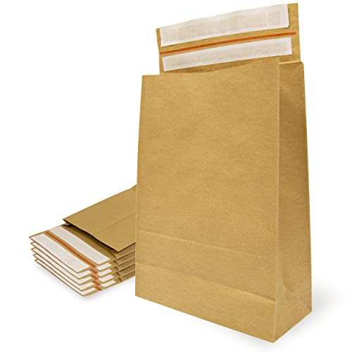 Briefumschläge aus Kraftpapier mit doppeltem Silikonstreifen für Versand und Verpackung, Papiertüten zum Versenden von Kleidung, Accessoires, Dekoration oder Geschenke (340 x 480 x 150 + 100 mm, 20 Umschläge) von OFITURIA