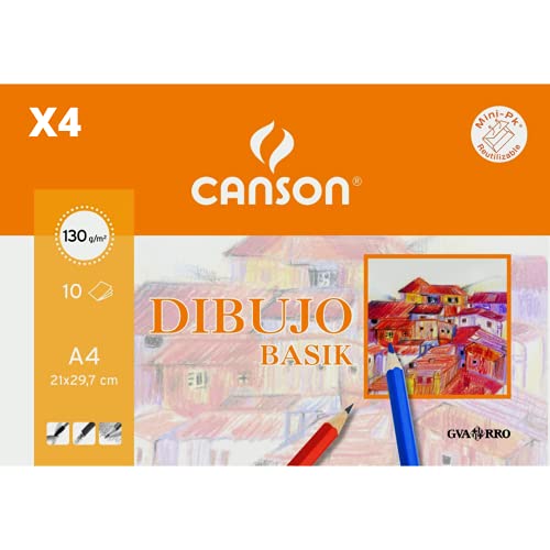 Canson Pack 4 - Mini-Pack, A4, 10 Blatt, Basik-Zeichnung, einfarbig, 130 g von OFITURIA