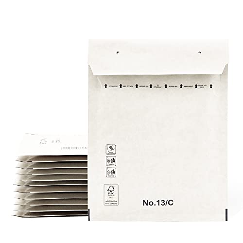 Gepolsterte Umschläge, Versandumschläge, Papiertüten mit Blaseninnen, Weiß, Versandtaschen mit Klebeverschluss - Ofiturie (5 Briefumschläge, 180 x 260 mm) von OFITURIA