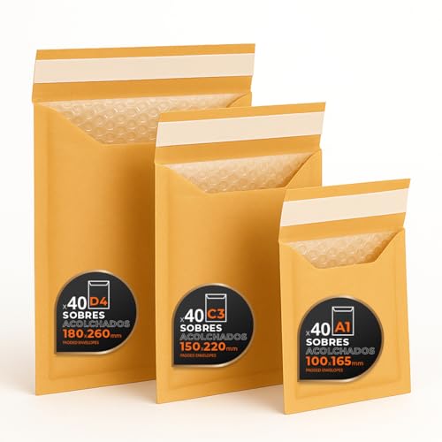 Luftpolstertaschen für Versand, 3 Größen – Kraft, Weiß oder Kombi – Selbstklebend – Papierumschläge mit Luftpolster, ideal für Versandtaschen - Pack S - Ofituria (Kraft, 120 Umschläge) von OFITURIA