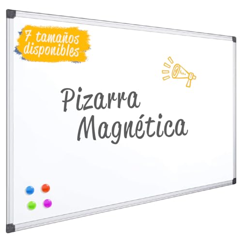 OFITURIA® Pizarra Blanca Magnética Lacada Con Marco De Aluminio Resistente Fácil De Borrar En Seco, Medida 90x60cm (COM0051) von OFITURIA